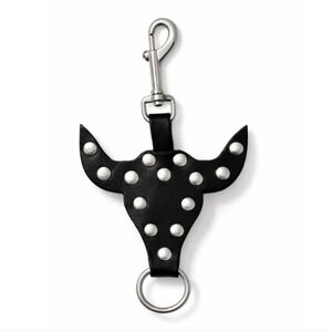 Black Leather Gothic Bull Key Charm